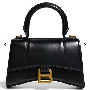 Hourglass XS Shiny Box Calf Top-Handle Bag